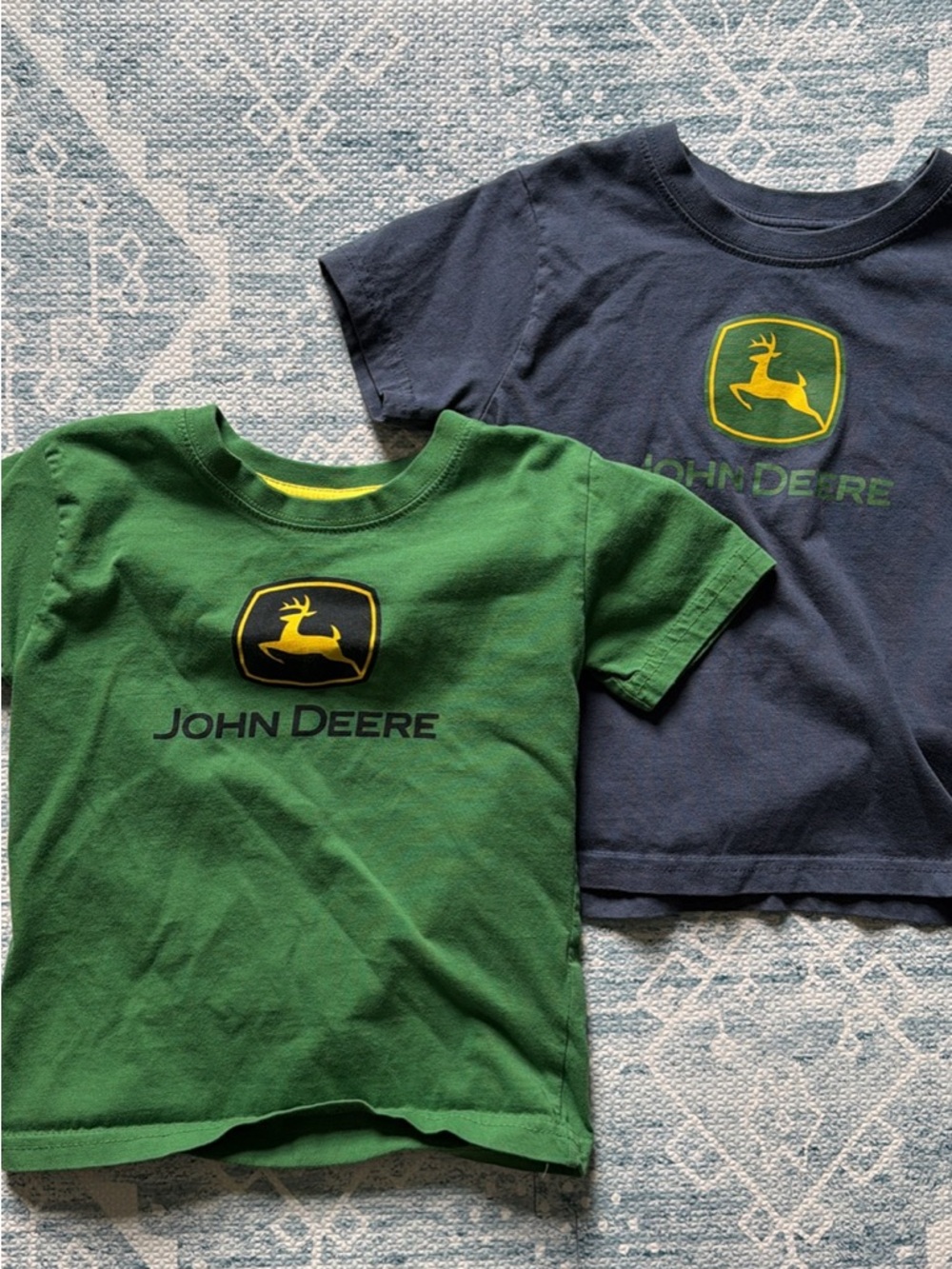 John Deere Green & Navy Short Sleeve Logo Tees for Kids